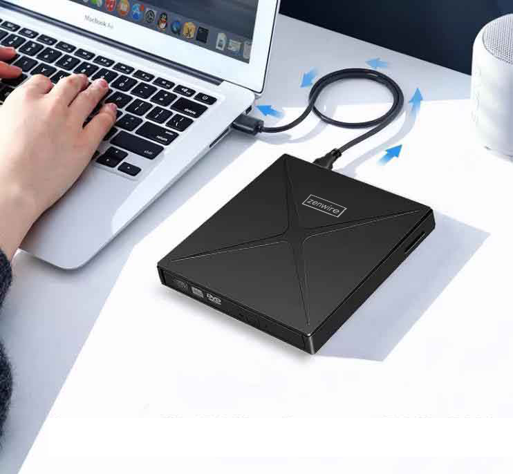 Przenośny zewnętrzny napęd DVD-CD RW HUB USB-C USB 3.0 Zenwire 4w1 Czytnik kart SD Zenwire SY885 - zdjęcie 4