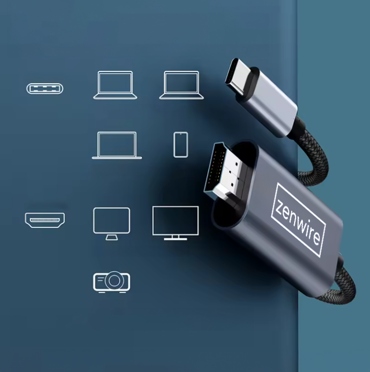 KABEL ADAPTER Przejściówka USB-C 3.1 typ C HDMI 2.0 4K 60Hz MHL 2m Zenwire ZC-3 - zdjęcie 8
