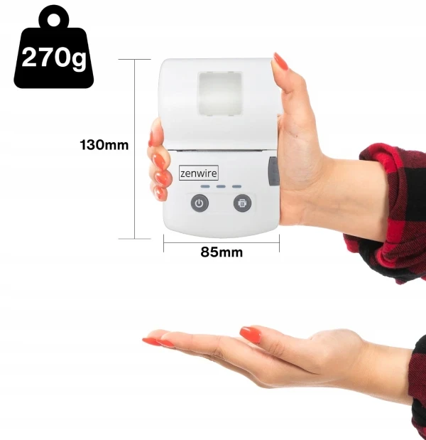Mini Drukarka Etykiet Naklejek Przenośna Termiczna Bluetooth USB-C z Wbudowaną Baterią 1500 mAh Zenwire TP-210 - zdjęcie 4