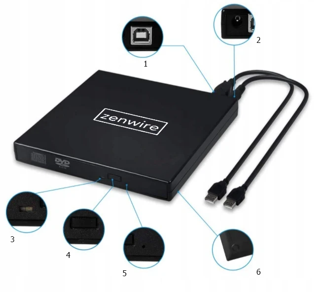NAPĘD ZEWNĘTRZNY CD-R/DVD-RW/ROM NAGRYWARKA USB 3 zenwire - zdjęcie 2