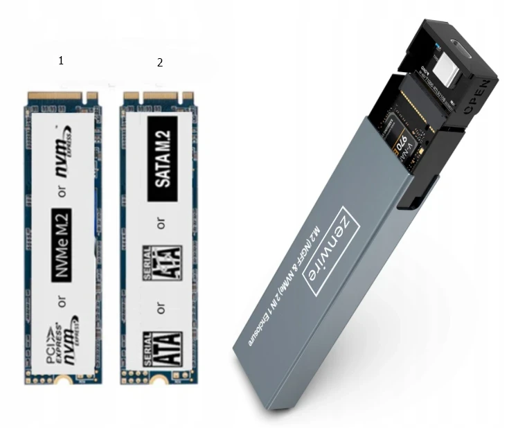 Obudowa Kieszeń Adapter na dysk SSD NVME/SATA PCIe M.2 USB-C M2 Gen2 10GB/s Zenwire BS-2809SN - zdjęcie 8