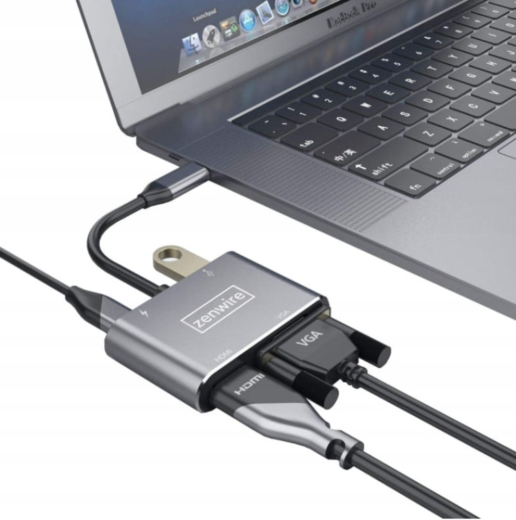 ADAPTER HUB Przejściówka USB-C 4W1 HDMI 4K VGA USB Zenwire BYL-2310 - zdjęcie 3