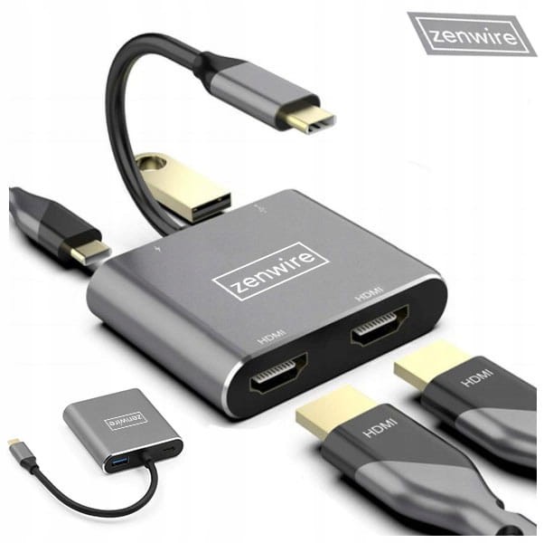 ADAPTER HUB Przejściówka USB-C 4W1 2x HDMI 4K USB 3.0 Zenwire BYL-2309 - zdjęcie 2