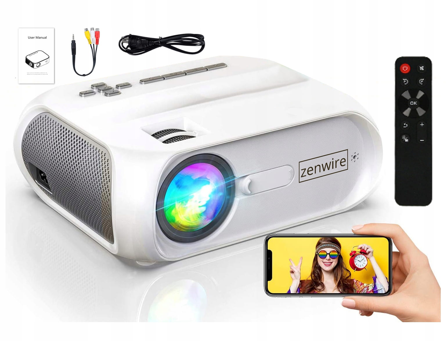 Projektor Rzutnik LED 4K Full HD 1080p 4500lm 4000:1 200'' WiFi HDMI VGA USB Zenwire S5 - zdjęcie 1